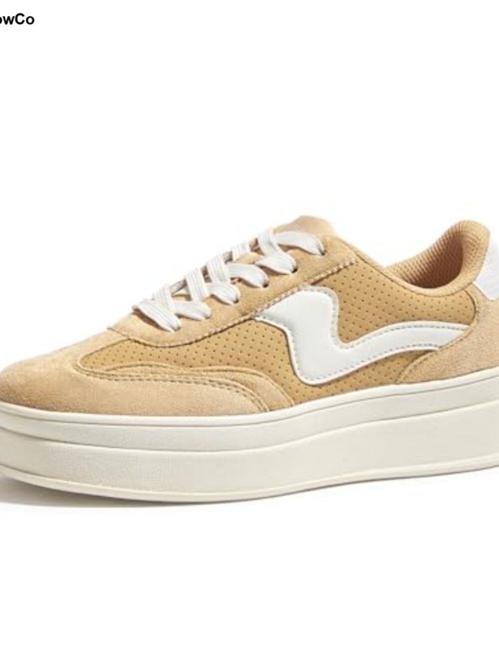Women's Platform Fashion Sneakers Faux Leather Suede Patchwork Lace-Up Chunky